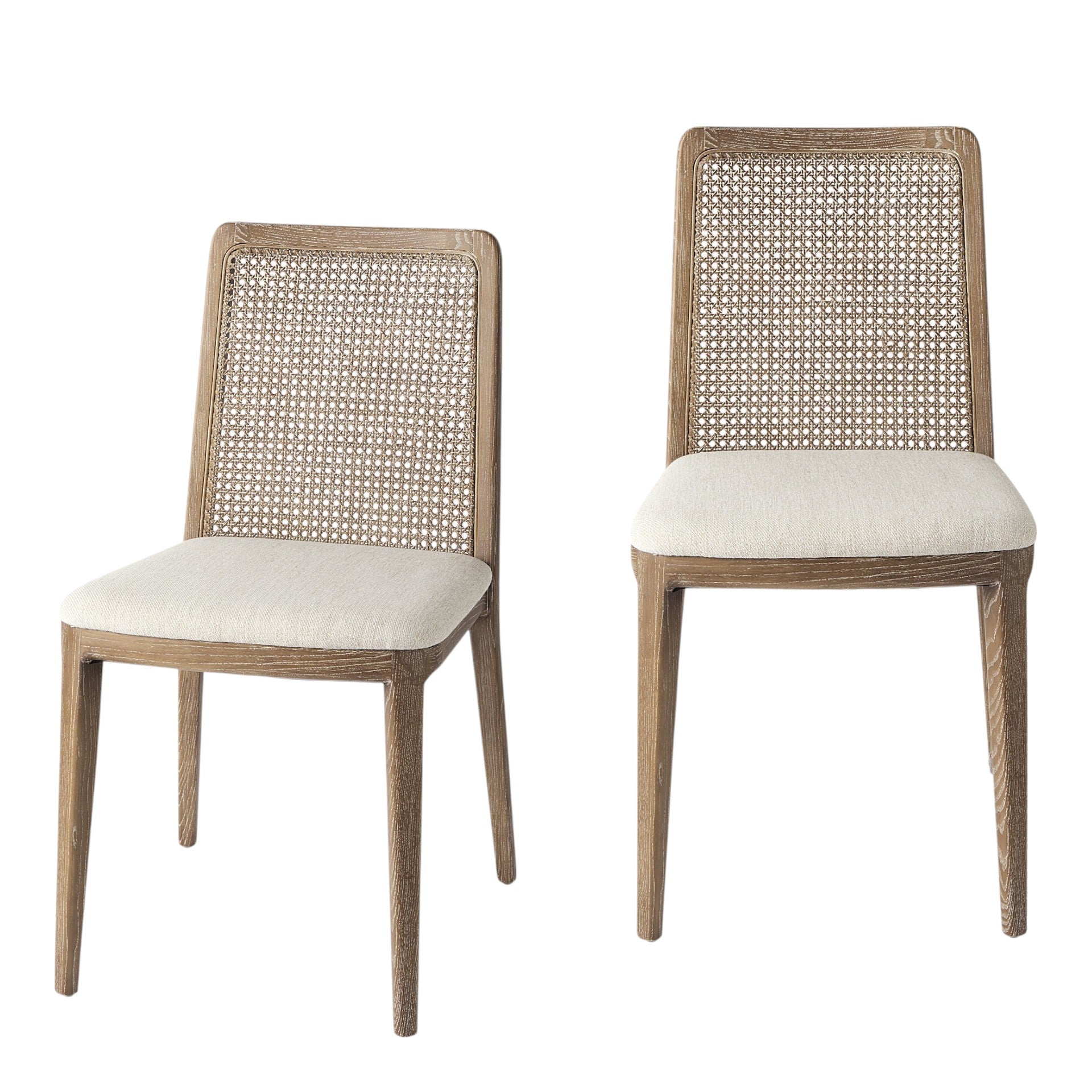 Set Of Two Cream And Brown Upholstered Fabric Cross Back Side Chairs Homeroots Kitchen & Dining