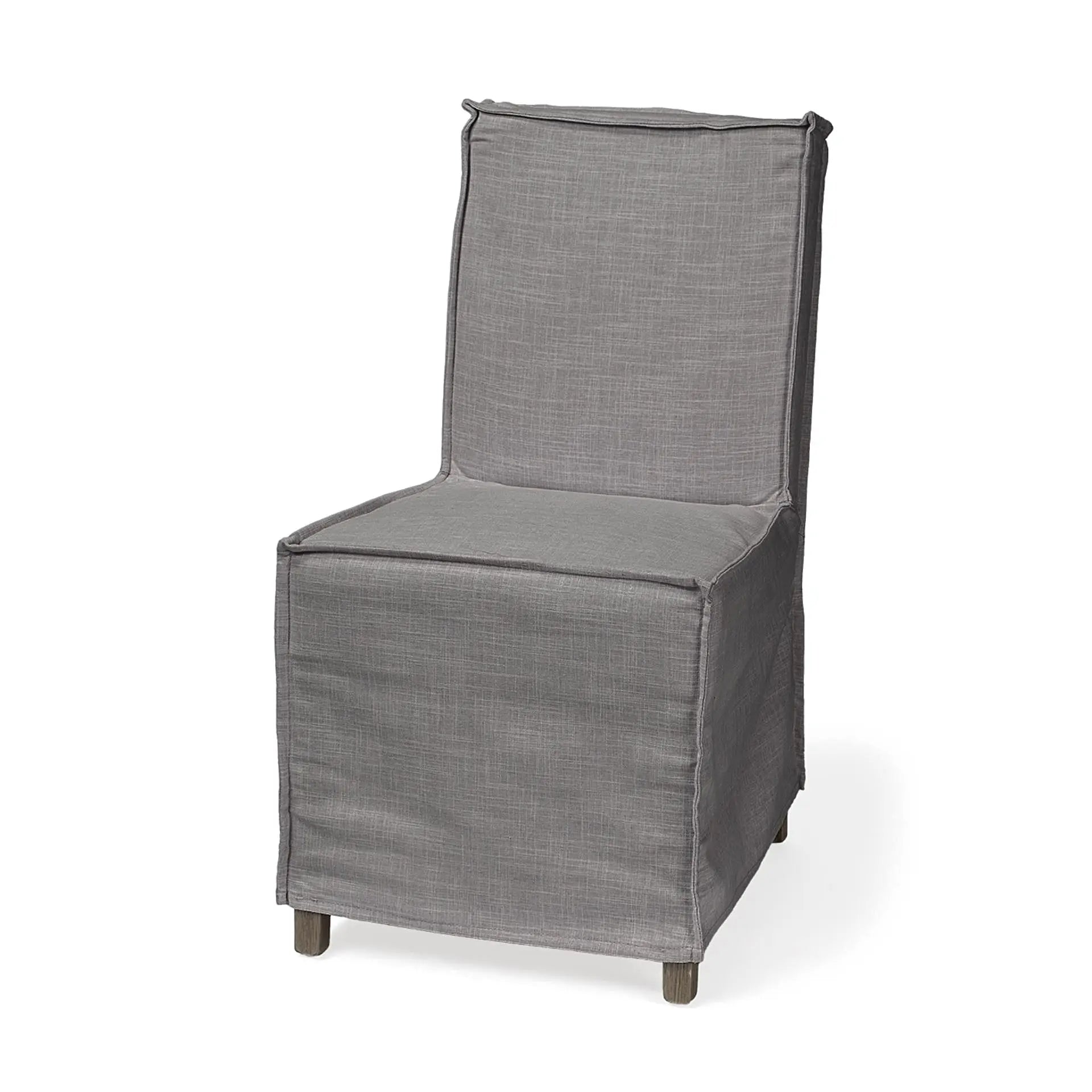 Set Of Two Gray And Brown Slipcovered Wood Parsons Chairs Homeroots Kitchen & Dining