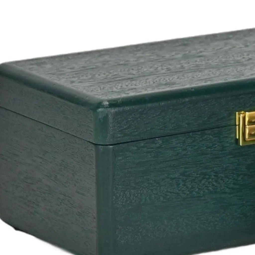 Set Of Two Green Solid Wood Jewelry Boxes Homeroots Organization