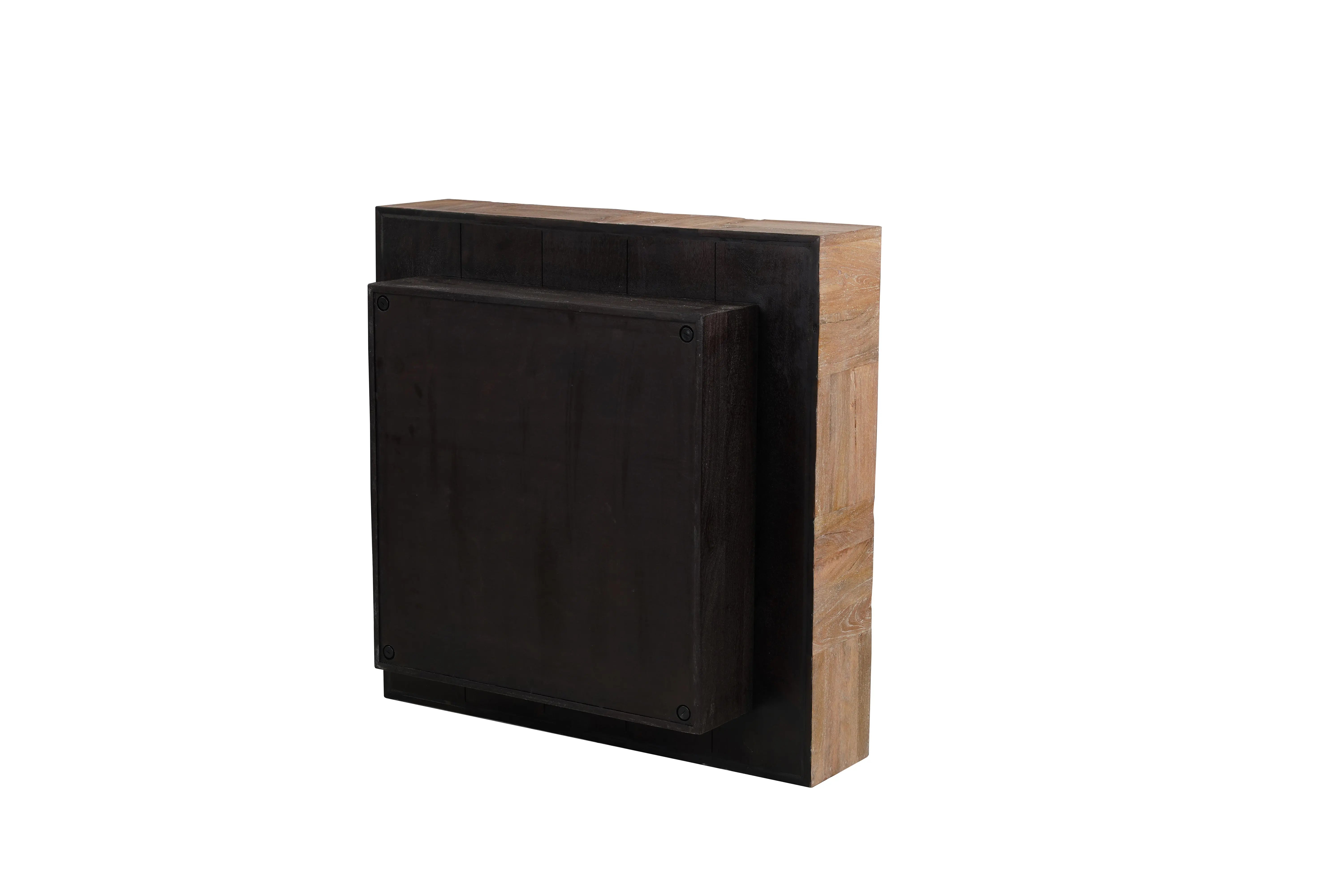 Set Of Two Natural and Dark Brown Solid Wood Square Block Coffee Table Homeroots Living Room