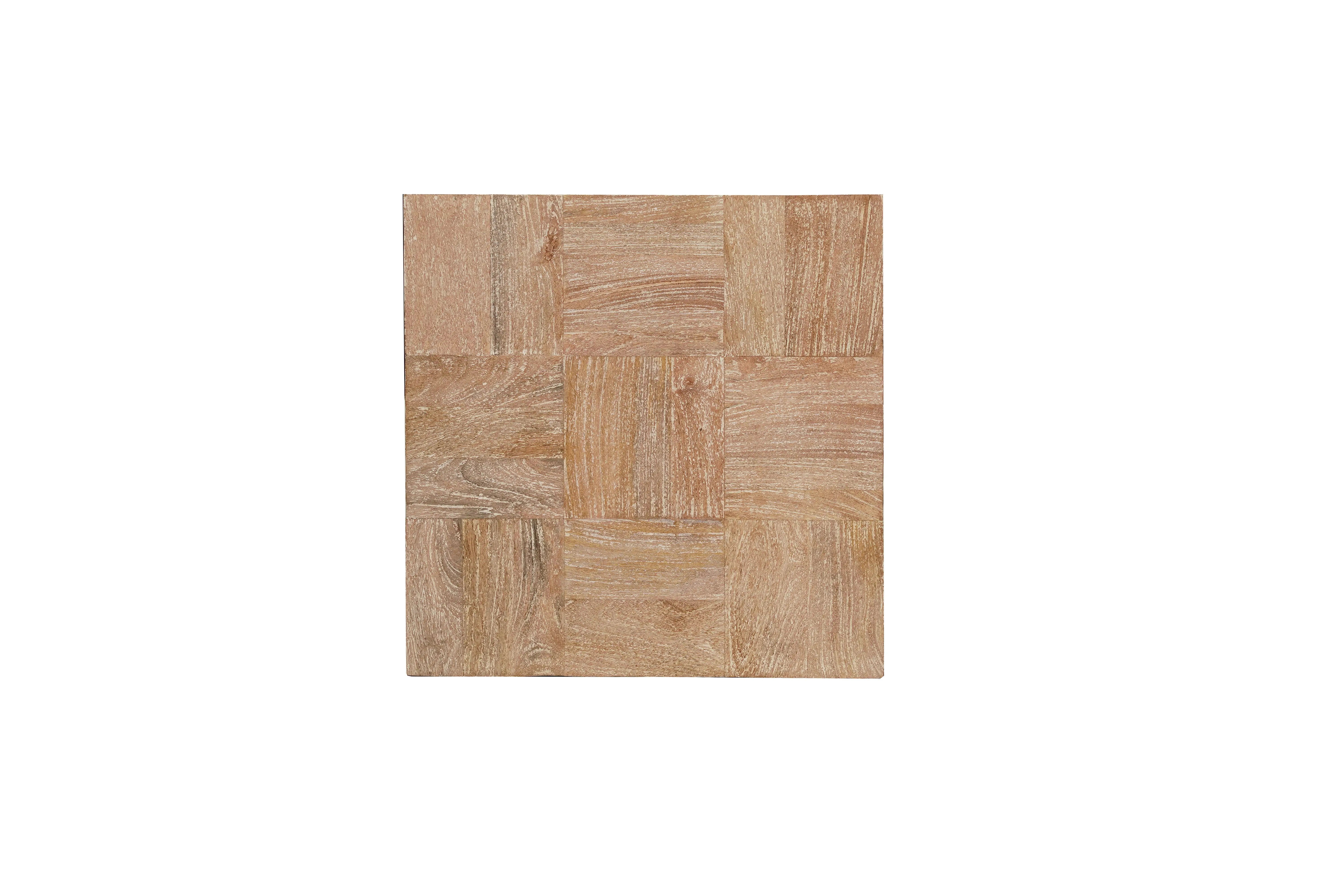 Set Of Two Natural and Dark Brown Solid Wood Square Block Coffee Table Homeroots Living Room