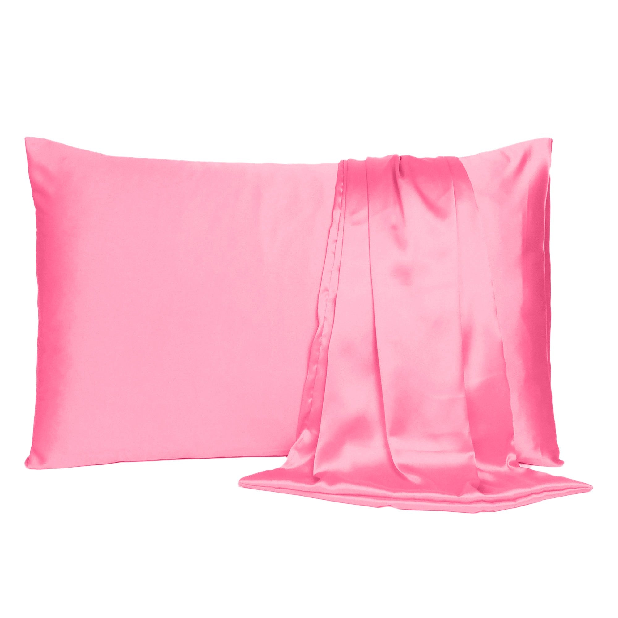 Set Of Two Pink Rose Dreamy Silky Satin Standard Pillowcases Homeroots Bed & Bath
