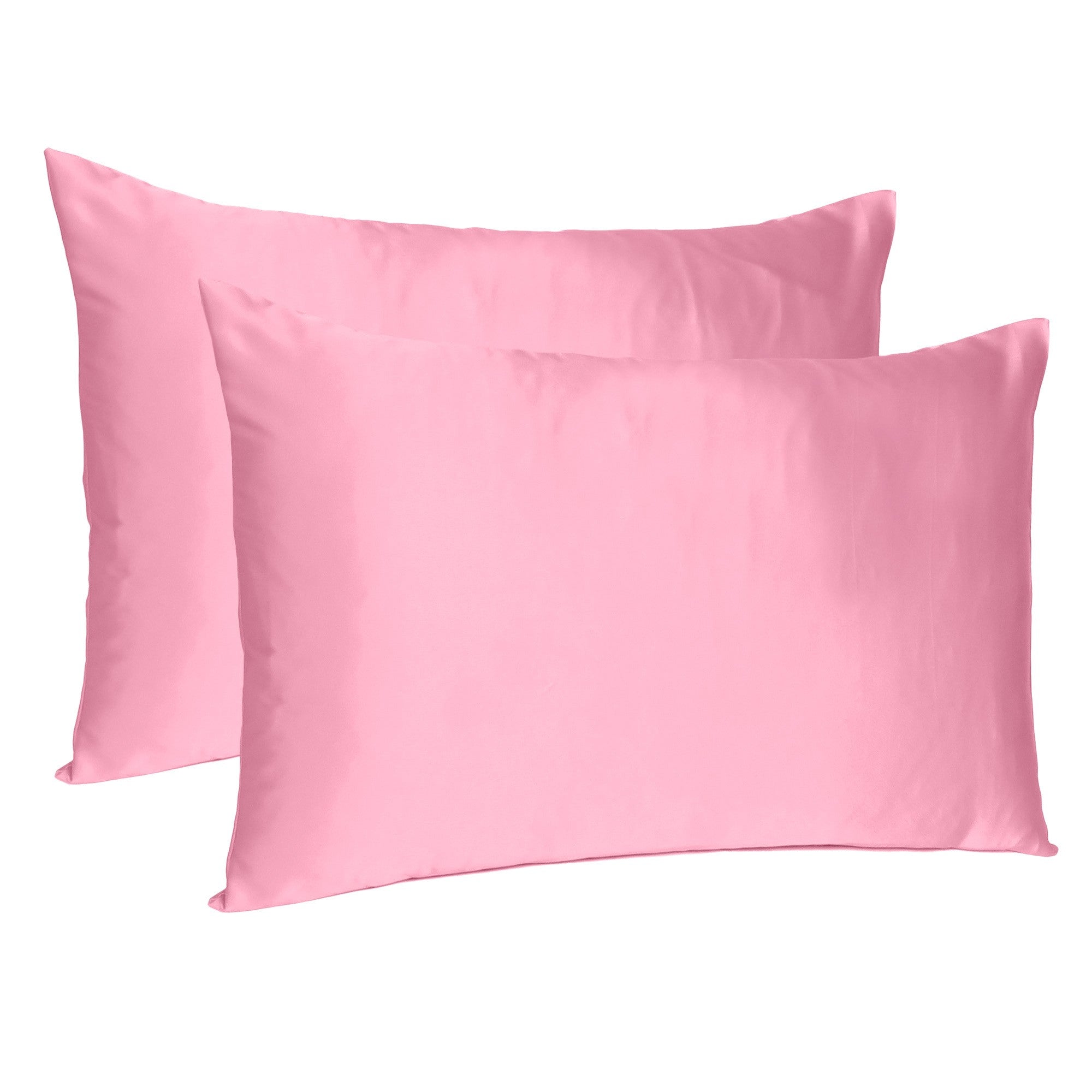Set Of Two Pink Rose Dreamy Silky Satin Standard Pillowcases Homeroots Bed & Bath
