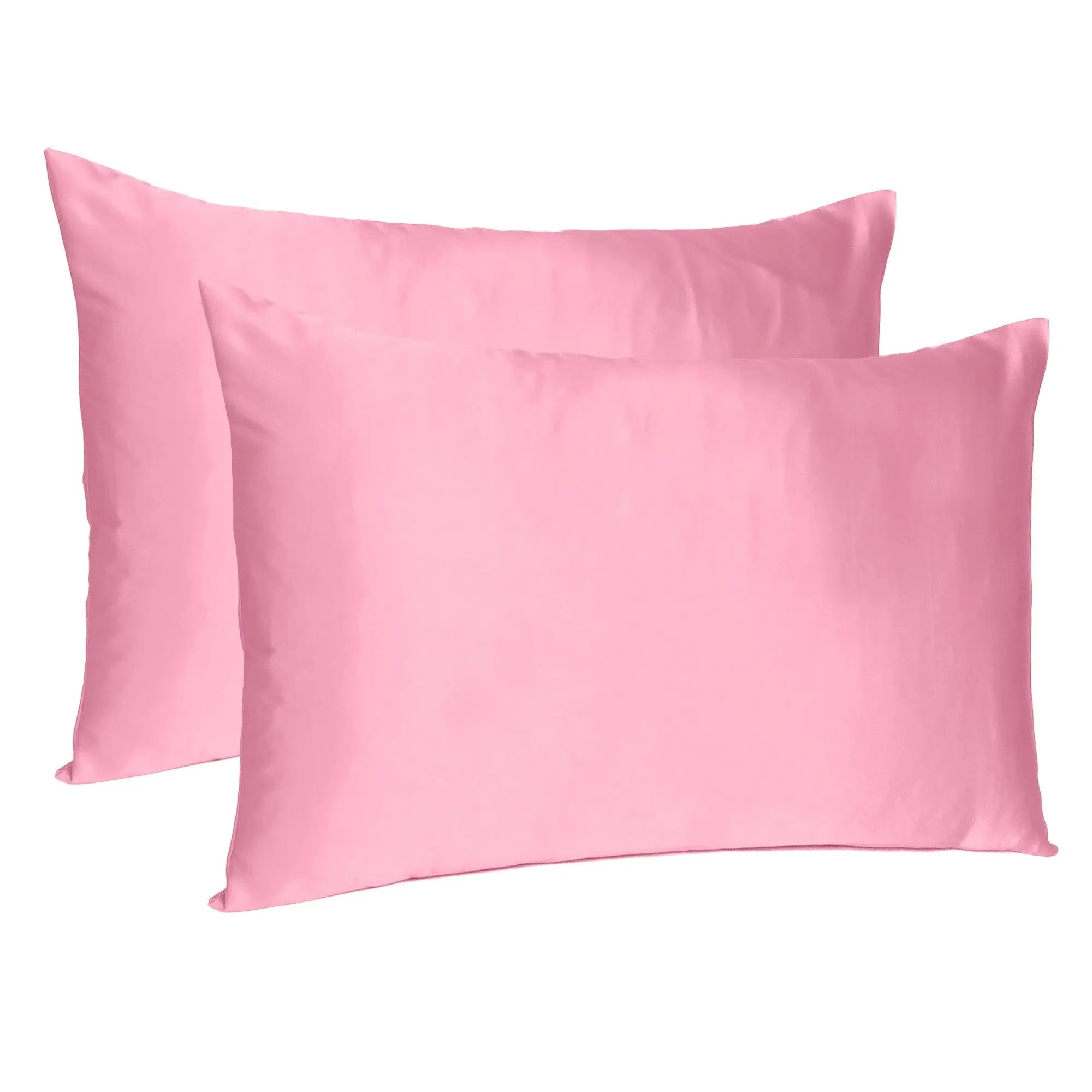 Set Of Two Pink Rose Dreamy Silky Satin Standard Pillowcases Homeroots Bed & Bath