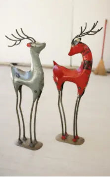 Set Of Two Recycled Iron Deer Kalalou