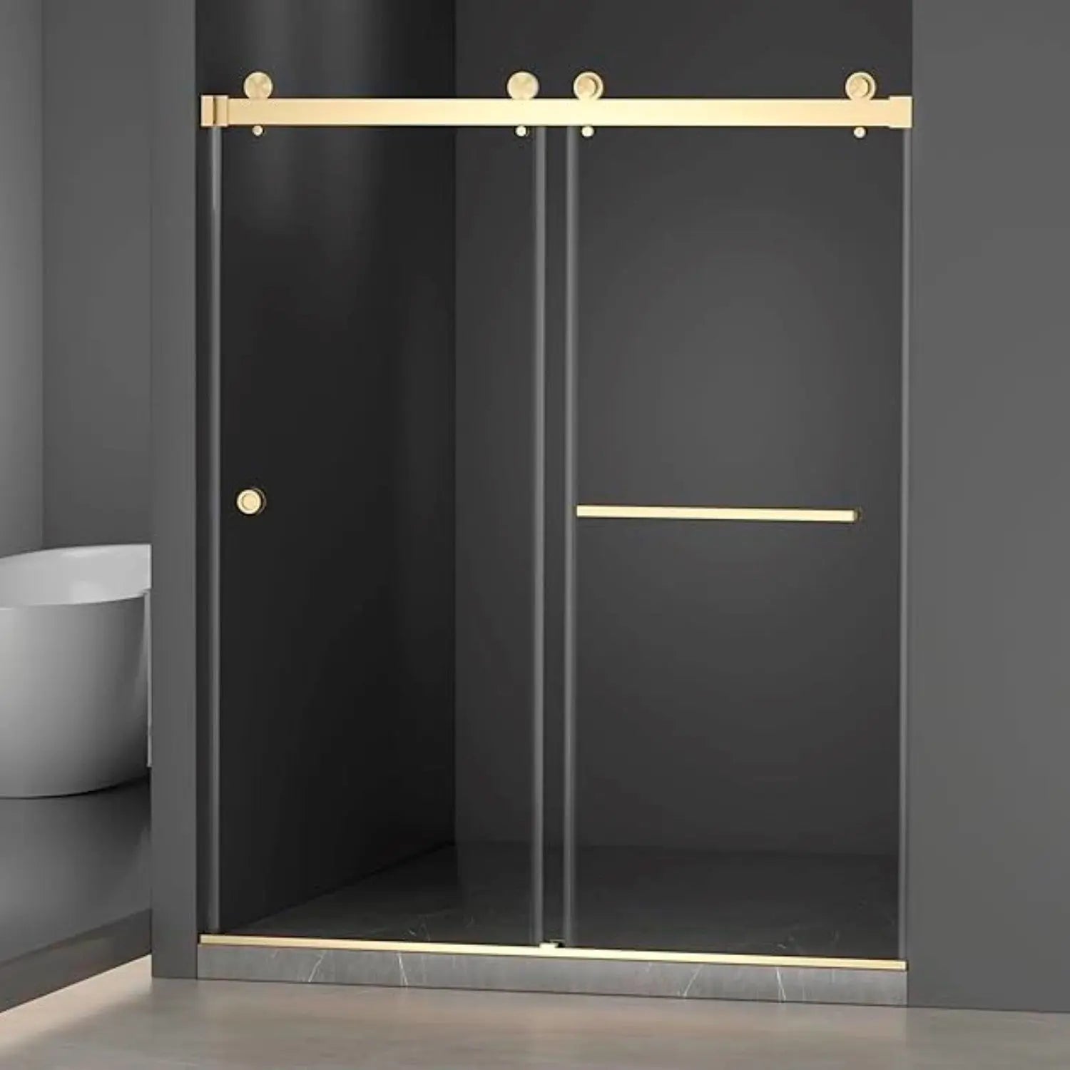 Set Of Two Tempered Glass Shower Doors Homeroots Bed & Bath