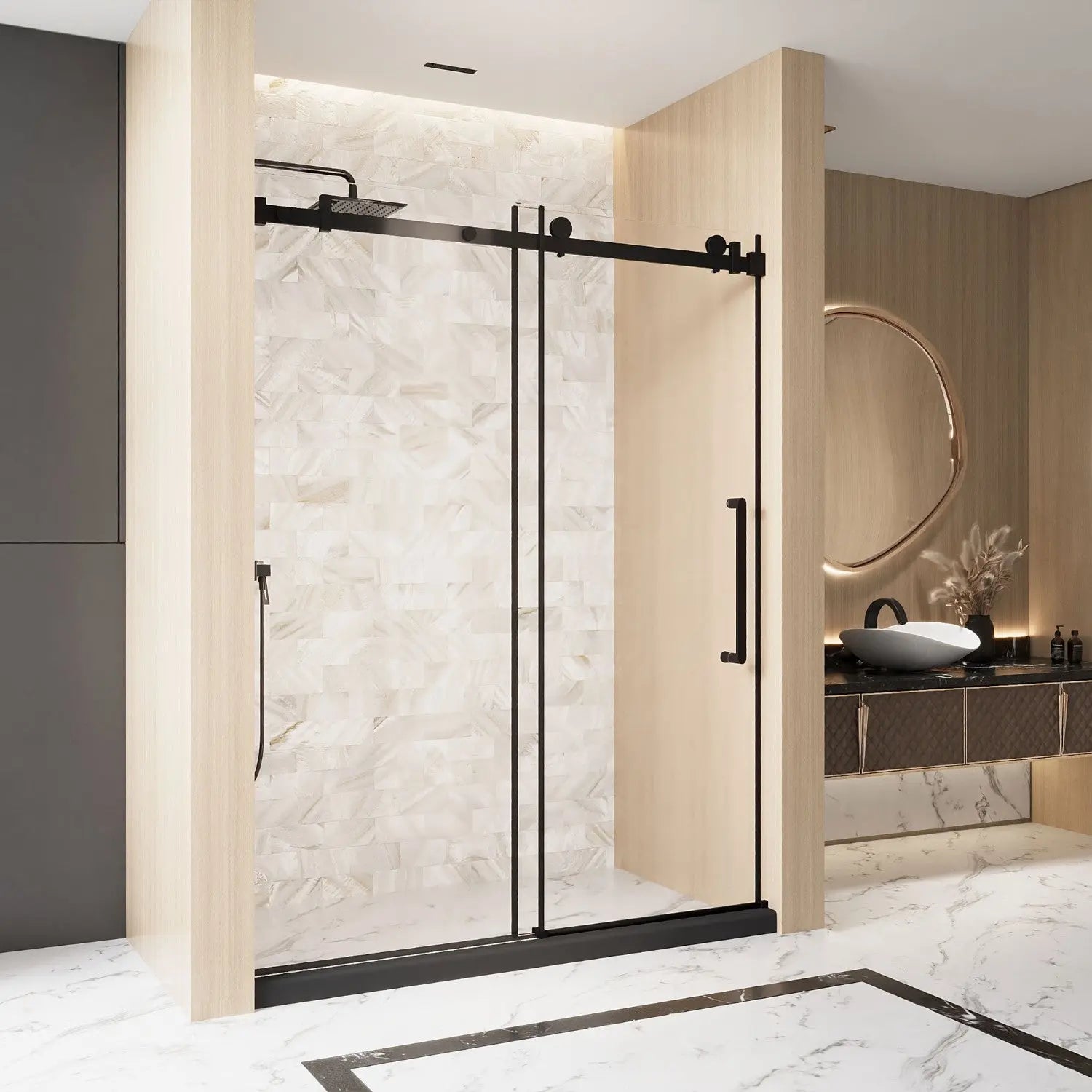 Set Of Two Tempered Glass Shower Doors Homeroots Bed & Bath