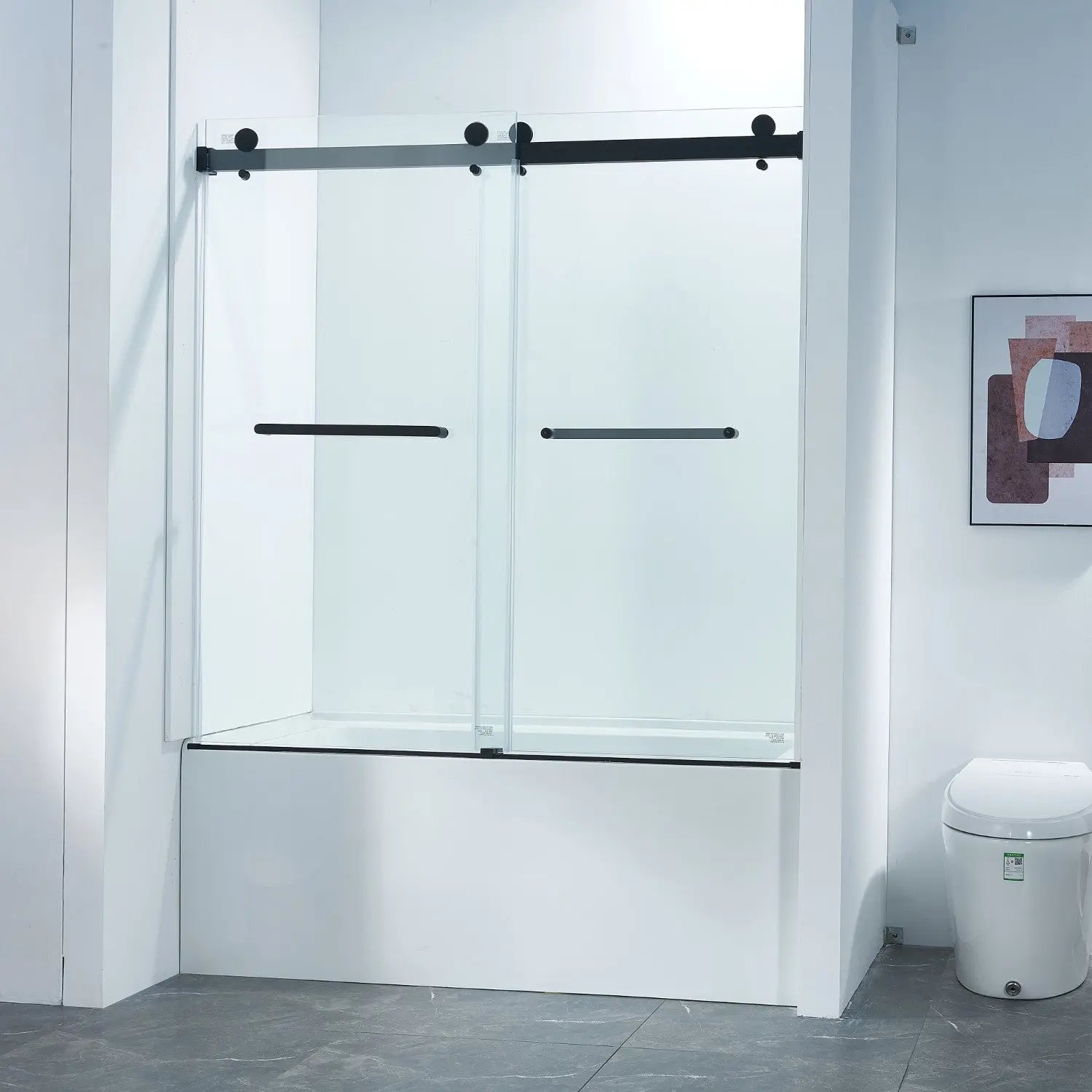 Set Of Two Tempered Glass Shower Doors Homeroots Bed & Bath