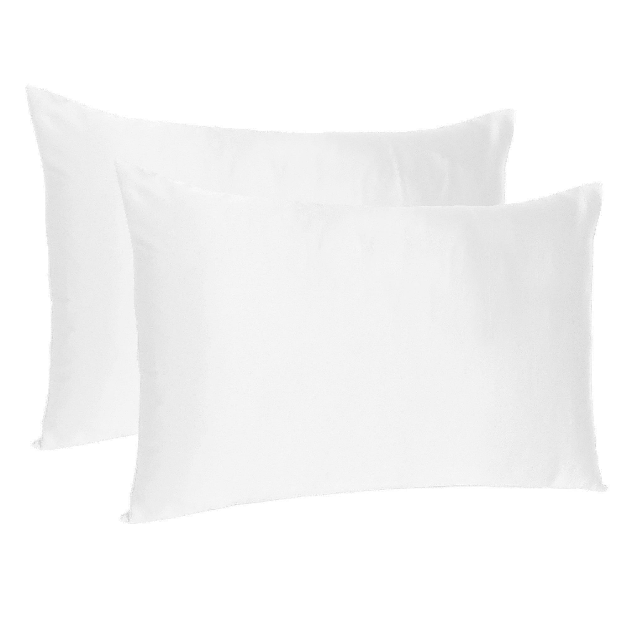 Set Of Two White Silky Satin Standard Pillowcases Homeroots Bed & Bath