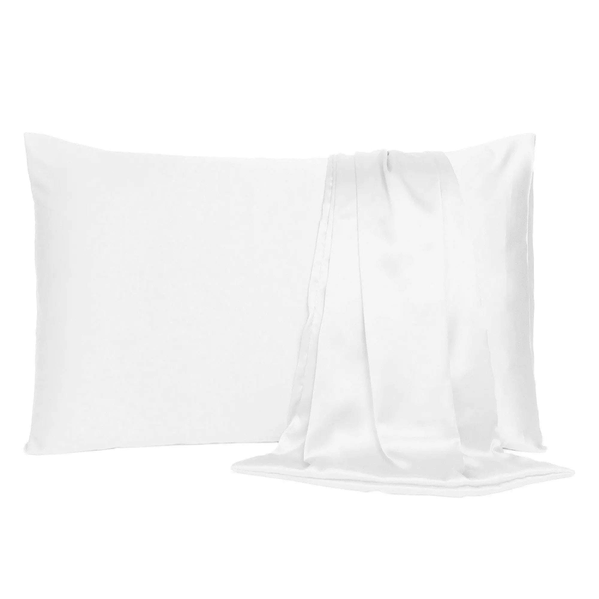 Set Of Two White Silky Satin Standard Pillowcases Homeroots Bed & Bath