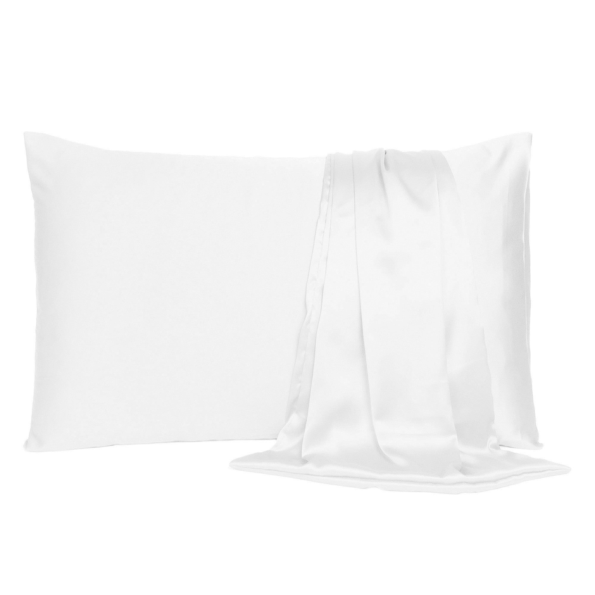 Set Of Two White Silky Satin Standard Pillowcases Homeroots Bed & Bath
