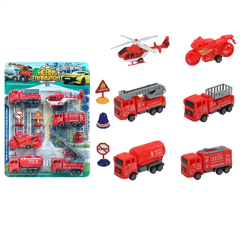 Set of 6 Fire Vehicles with Sign Accessories Texas Toy Distribution