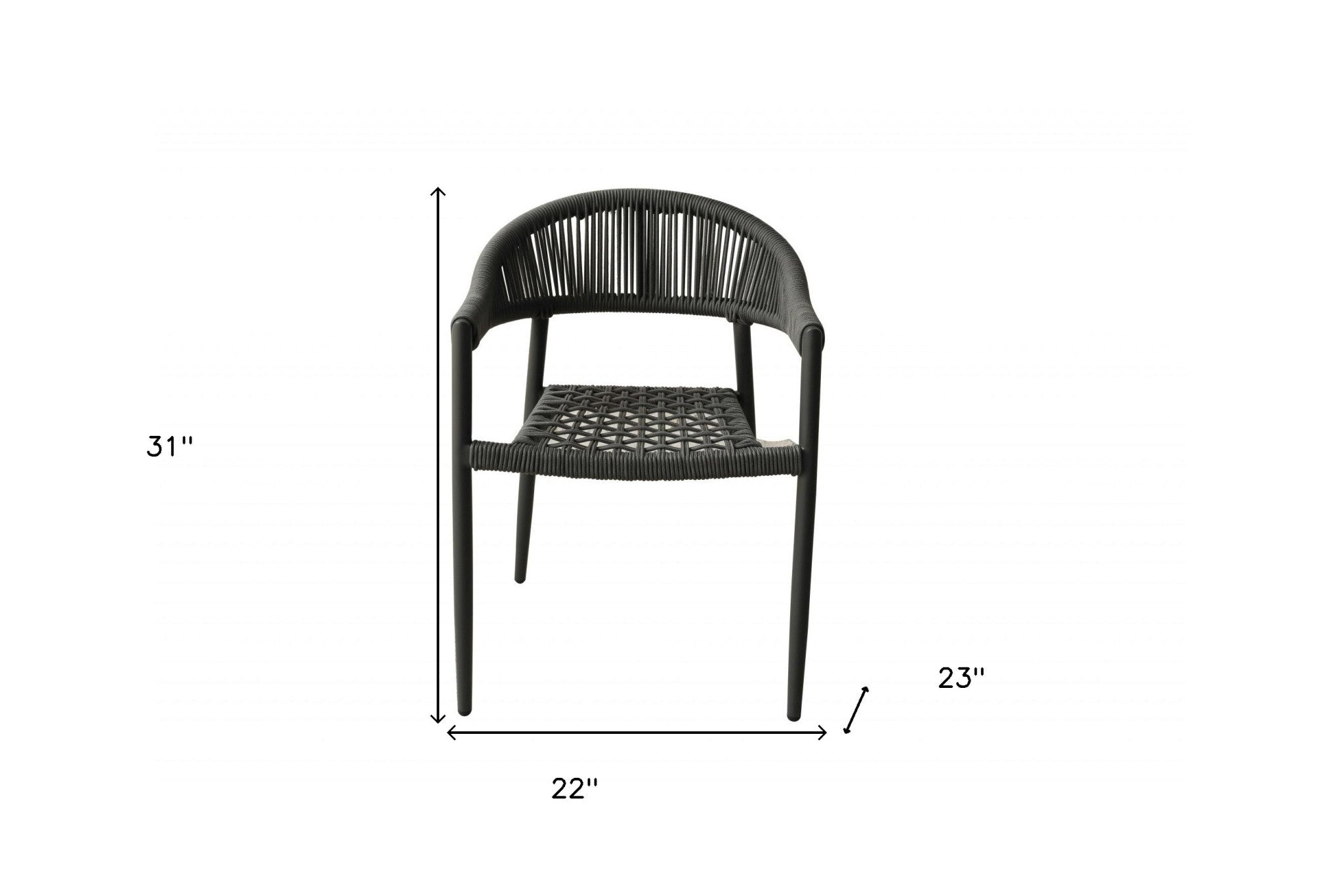 Set of Four 22" Gray Aluminum Outdoor Arm Chair Homeroots Outdoor