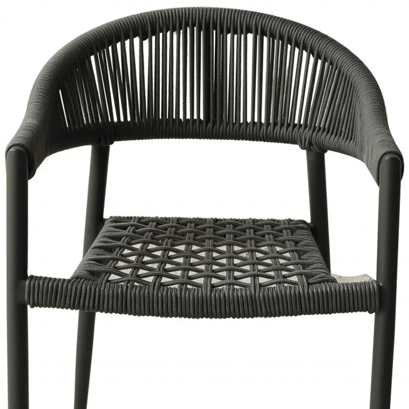 Set of Four 22" Gray Aluminum Outdoor Arm Chair Homeroots Outdoor