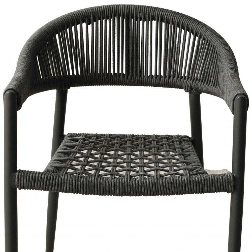 Set of Four 22" Gray Aluminum Outdoor Arm Chair Homeroots Outdoor