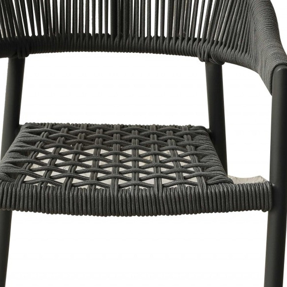 Set of Four 22" Gray Aluminum Outdoor Arm Chair Homeroots Outdoor