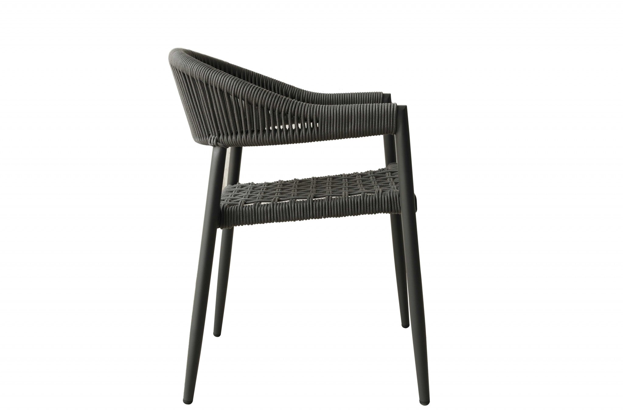 Set of Four 22" Gray Aluminum Outdoor Arm Chair Homeroots Outdoor