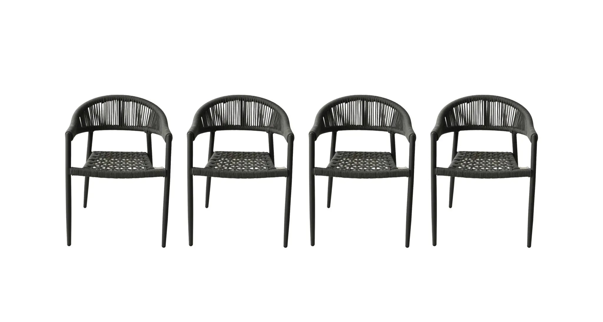 Set of Four 22" Gray Aluminum Outdoor Arm Chair Homeroots Outdoor