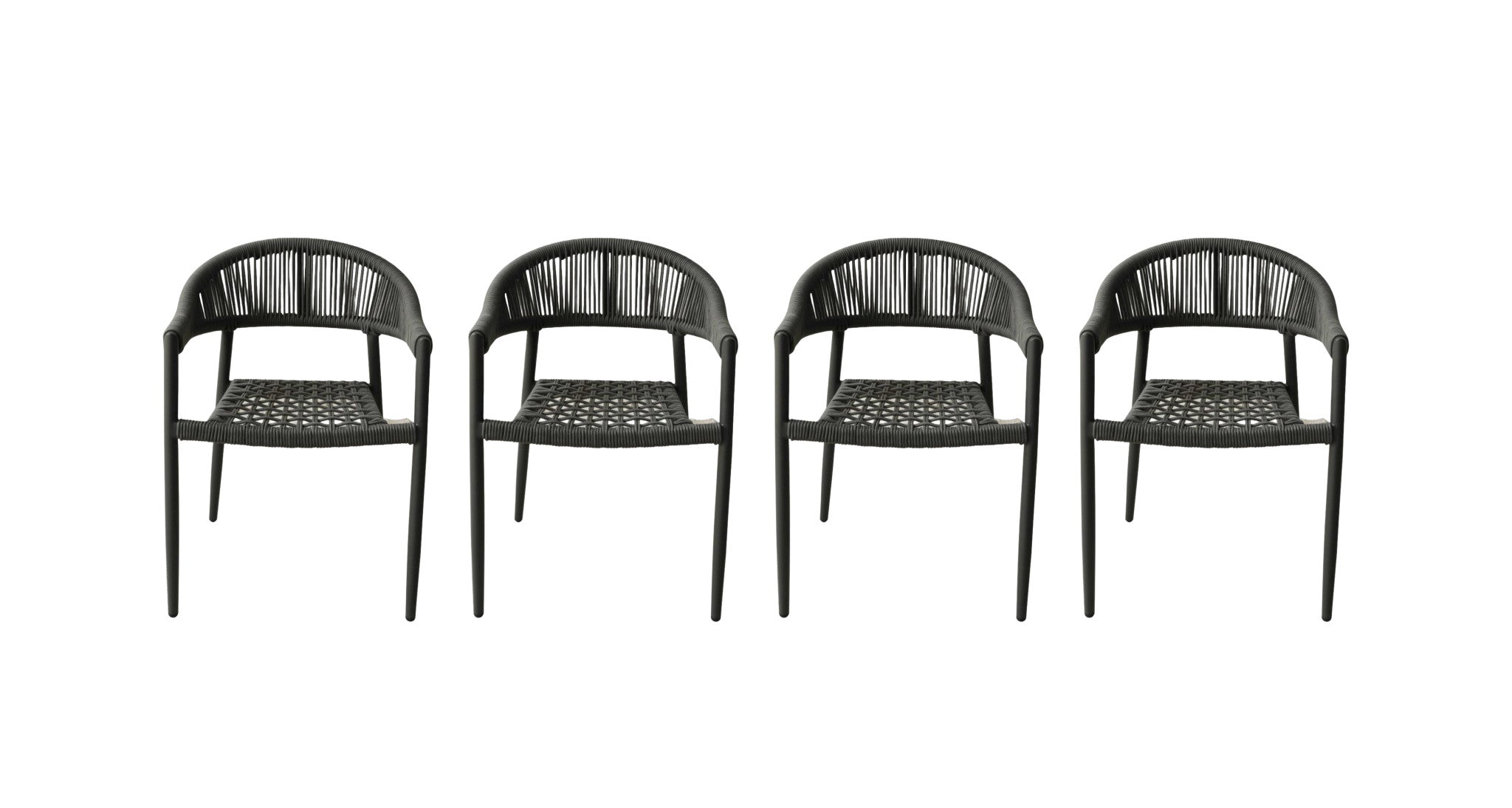 Set of Four 22" Gray Aluminum Outdoor Arm Chair Homeroots Outdoor