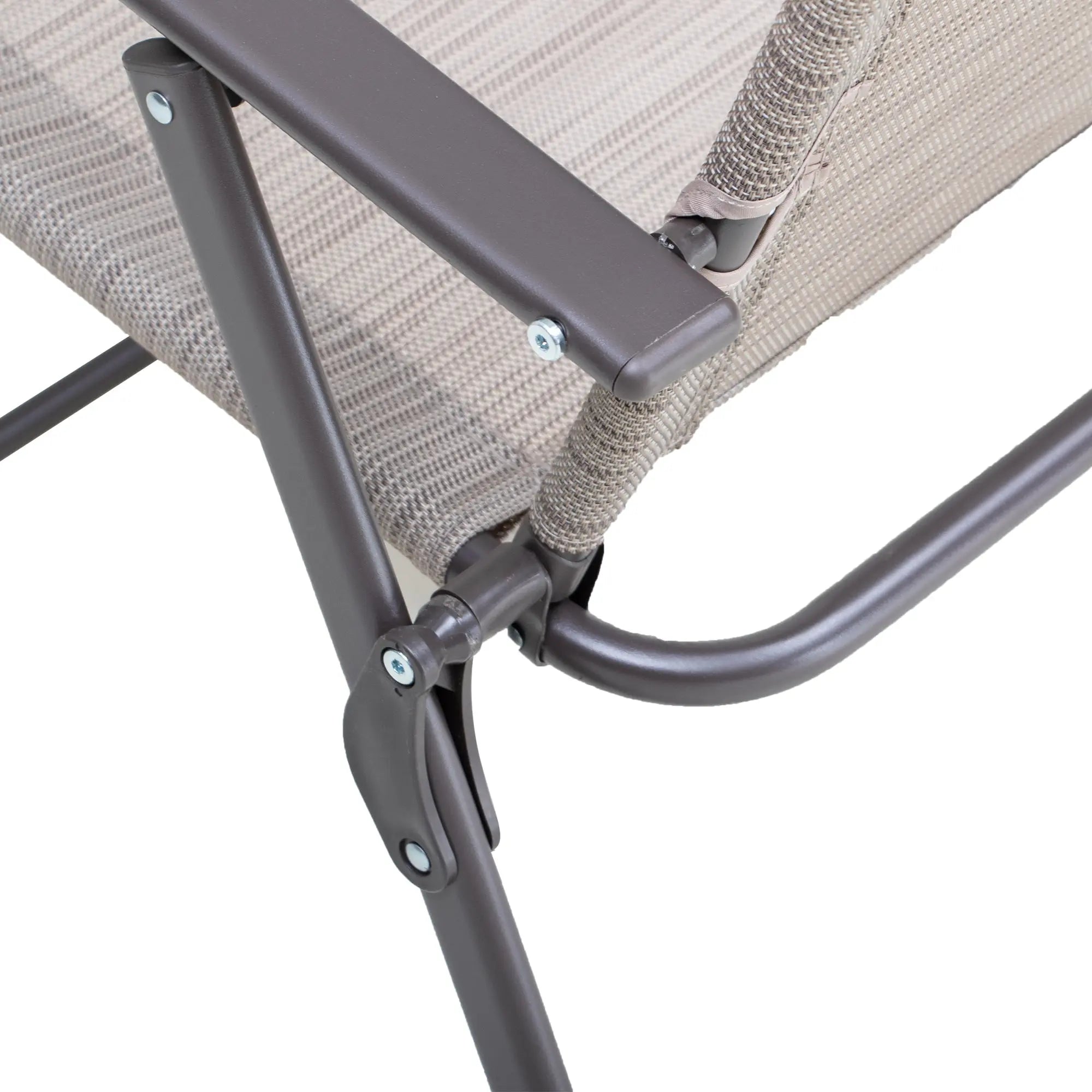 Set of Four 35" Brown Steel Sling Outdoor Folding Arm Chairs Homeroots Outdoor
