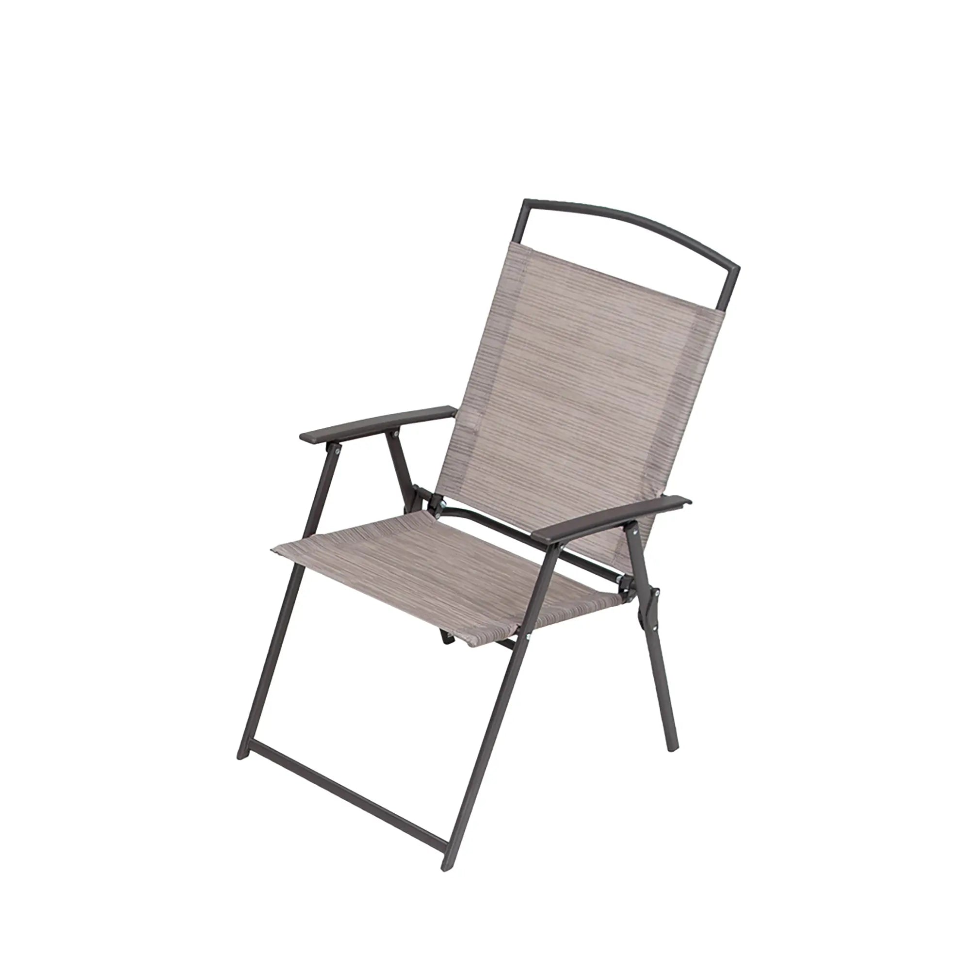 Set of Four 35" Brown Steel Sling Outdoor Folding Arm Chairs Homeroots Outdoor
