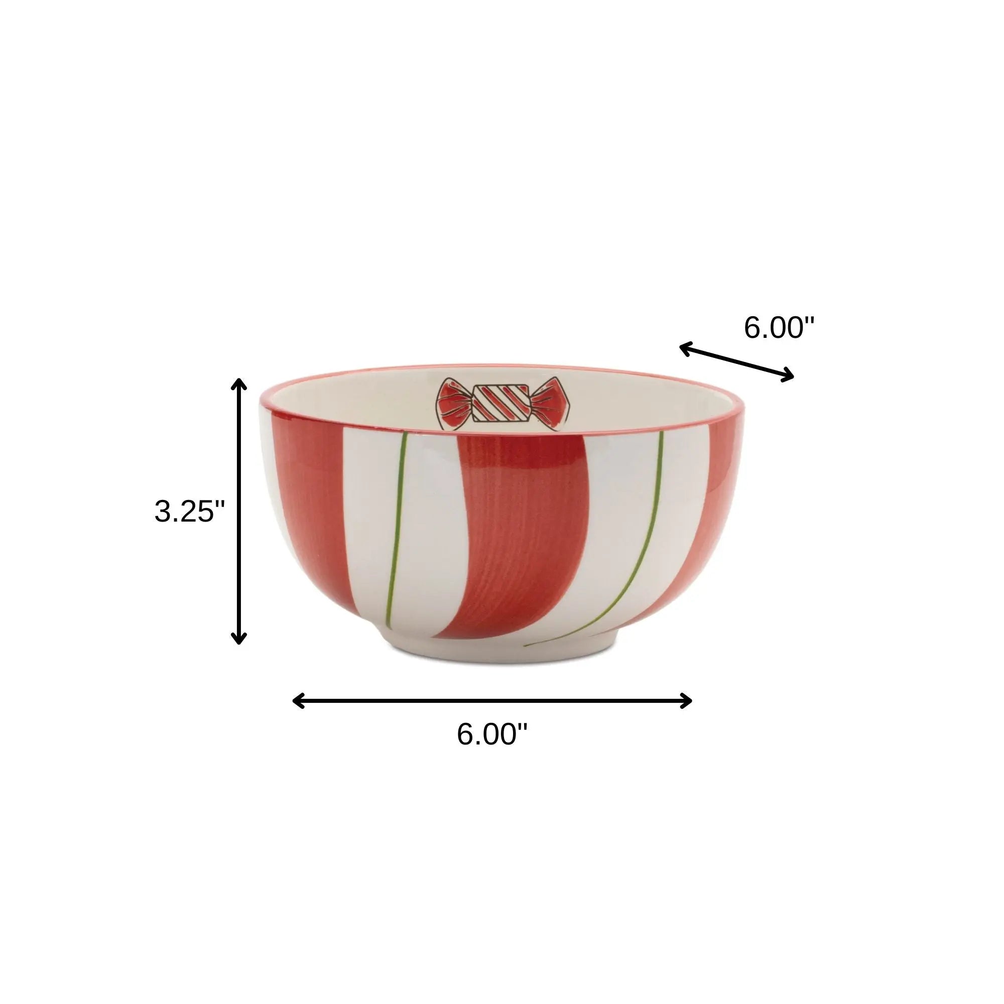 Set of Four 6" Red And White Ceramic Christmas Round Candy or Nut Bowls Homeroots Kitchen & Dining