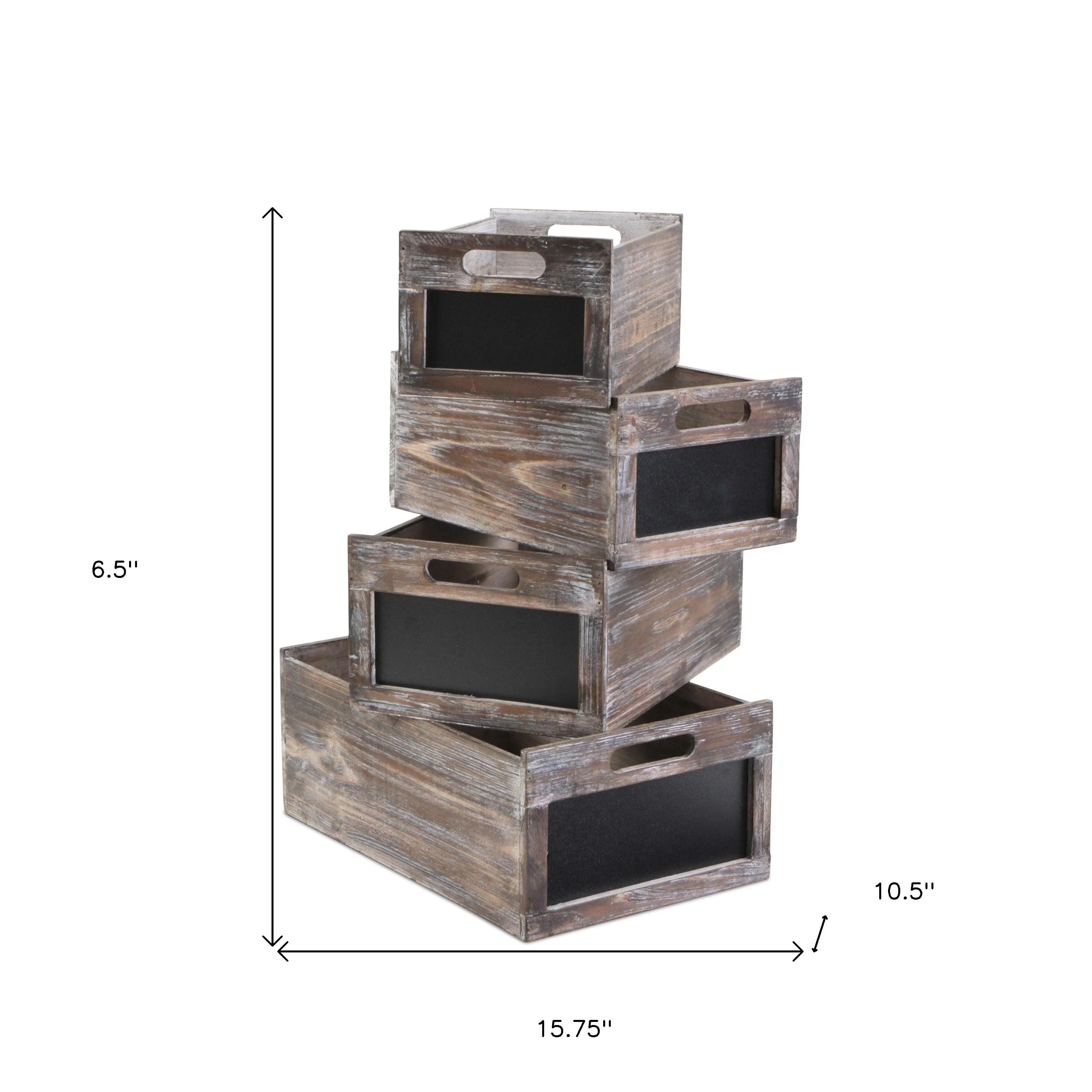 Set of Four Black And Brown Nesting Solid Wood Crate Homeroots Office