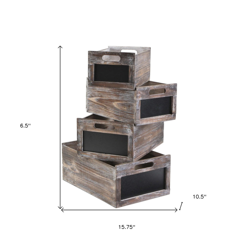 Set of Four Black And Brown Nesting Solid Wood Crate Homeroots Office