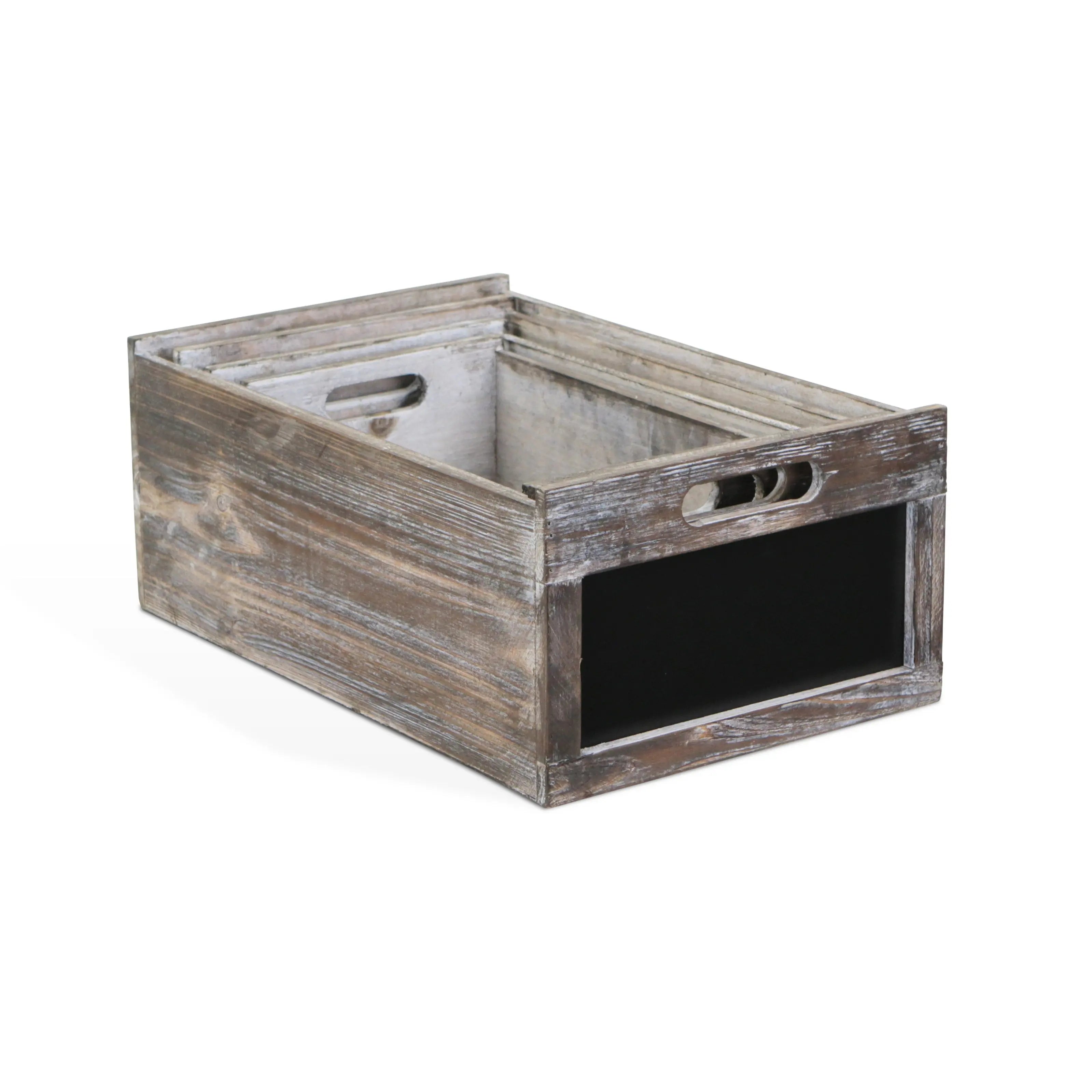 Set of Four Black And Brown Nesting Solid Wood Crate Homeroots Office