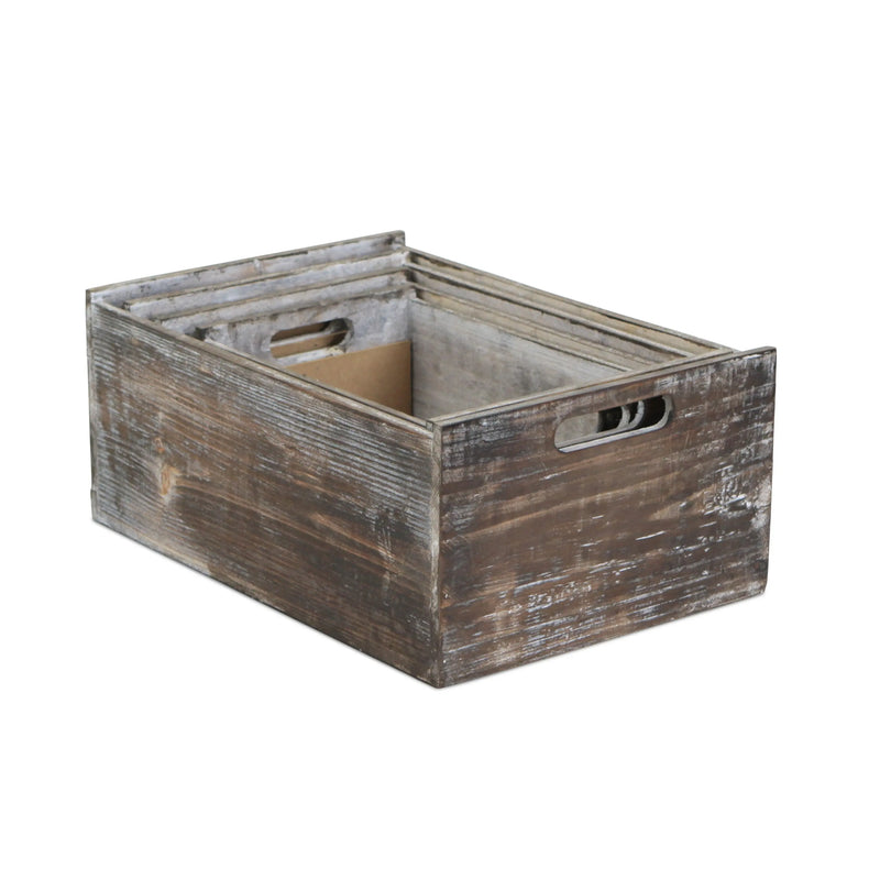 Set of Four Black And Brown Nesting Solid Wood Crate Homeroots Office