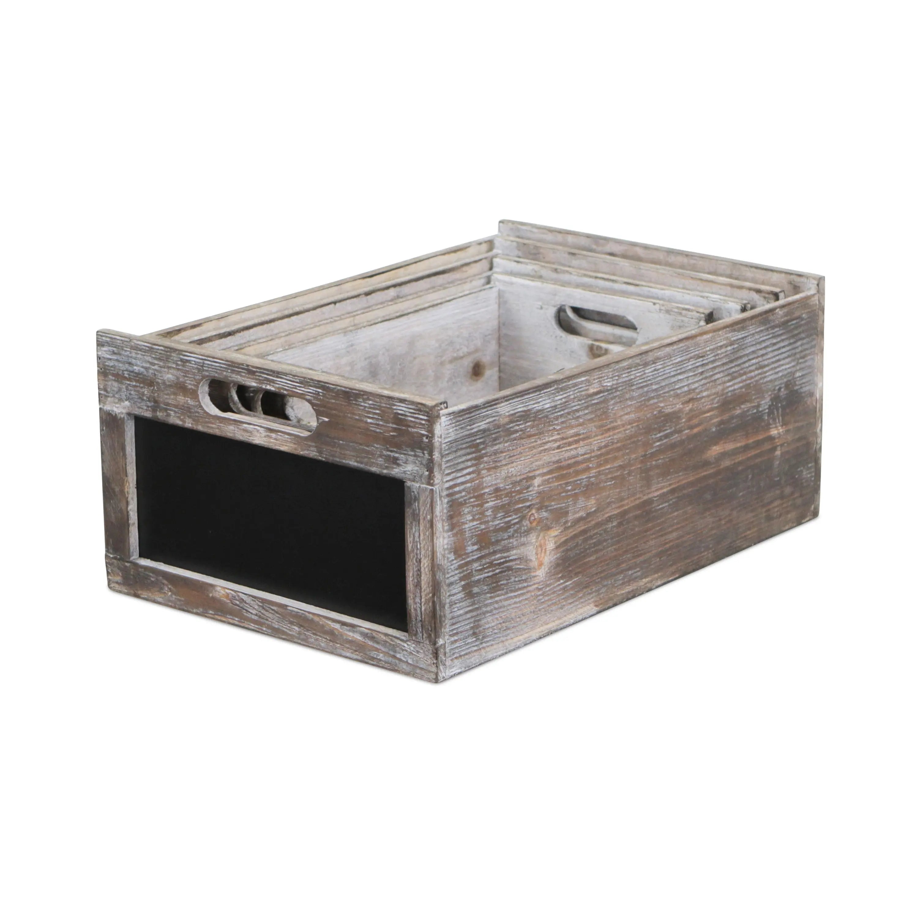 Set of Four Black And Brown Nesting Solid Wood Crate Homeroots Office