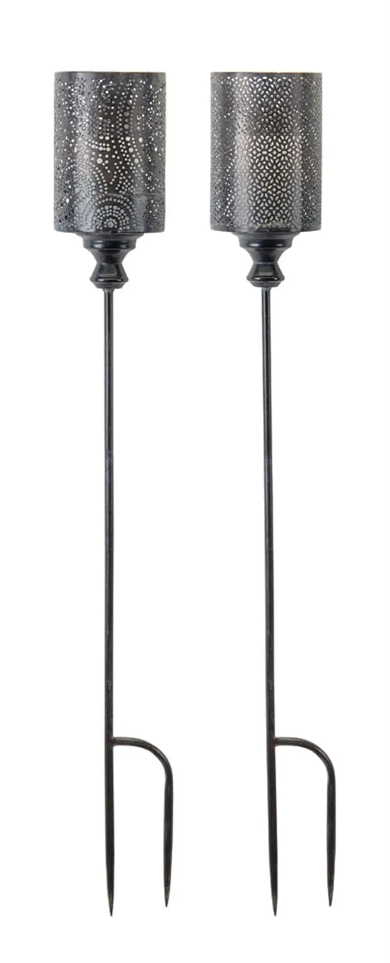 Set of Four Black Metal Garden Stake Homeroots Outdoor