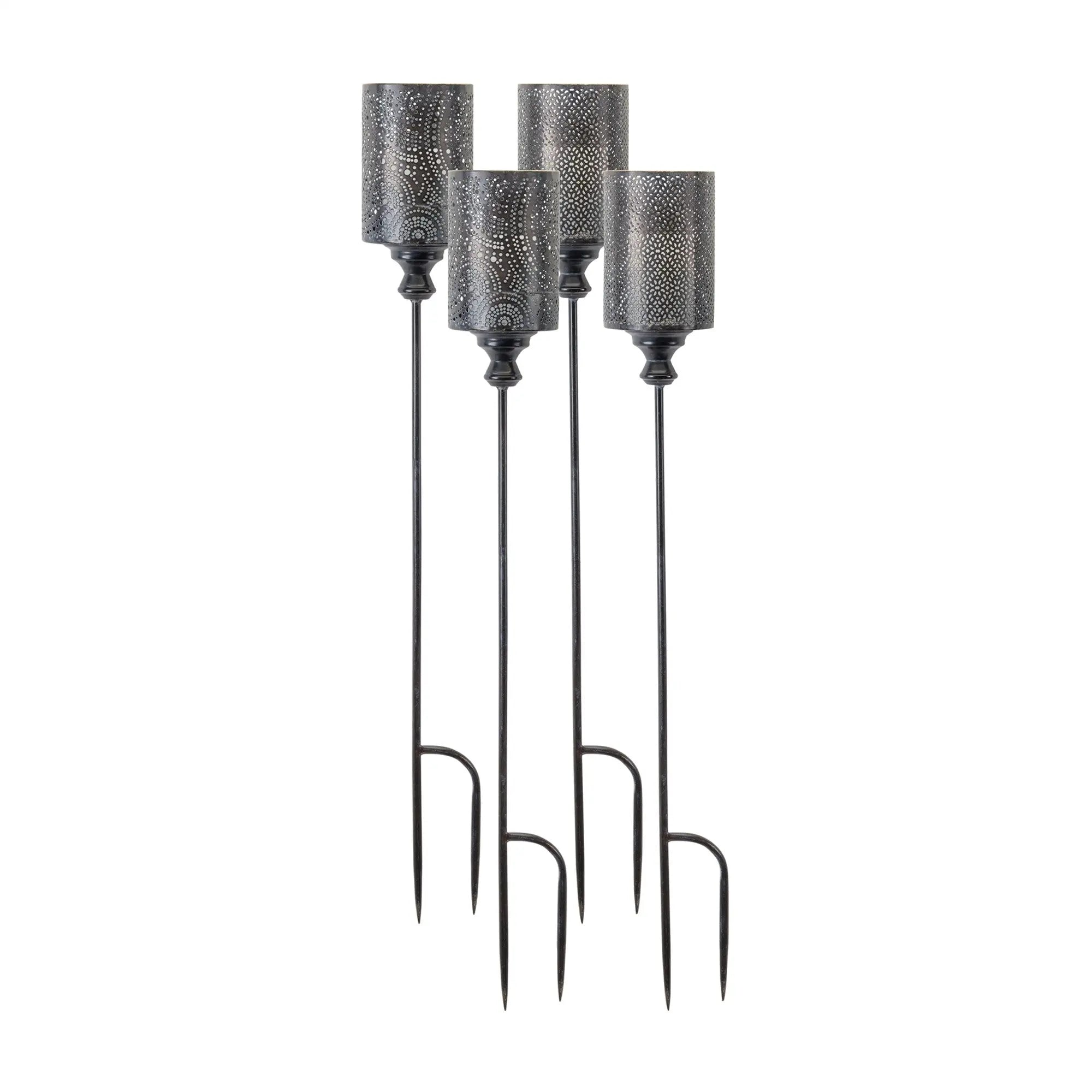 Set of Four Black Metal Garden Stake Homeroots Outdoor