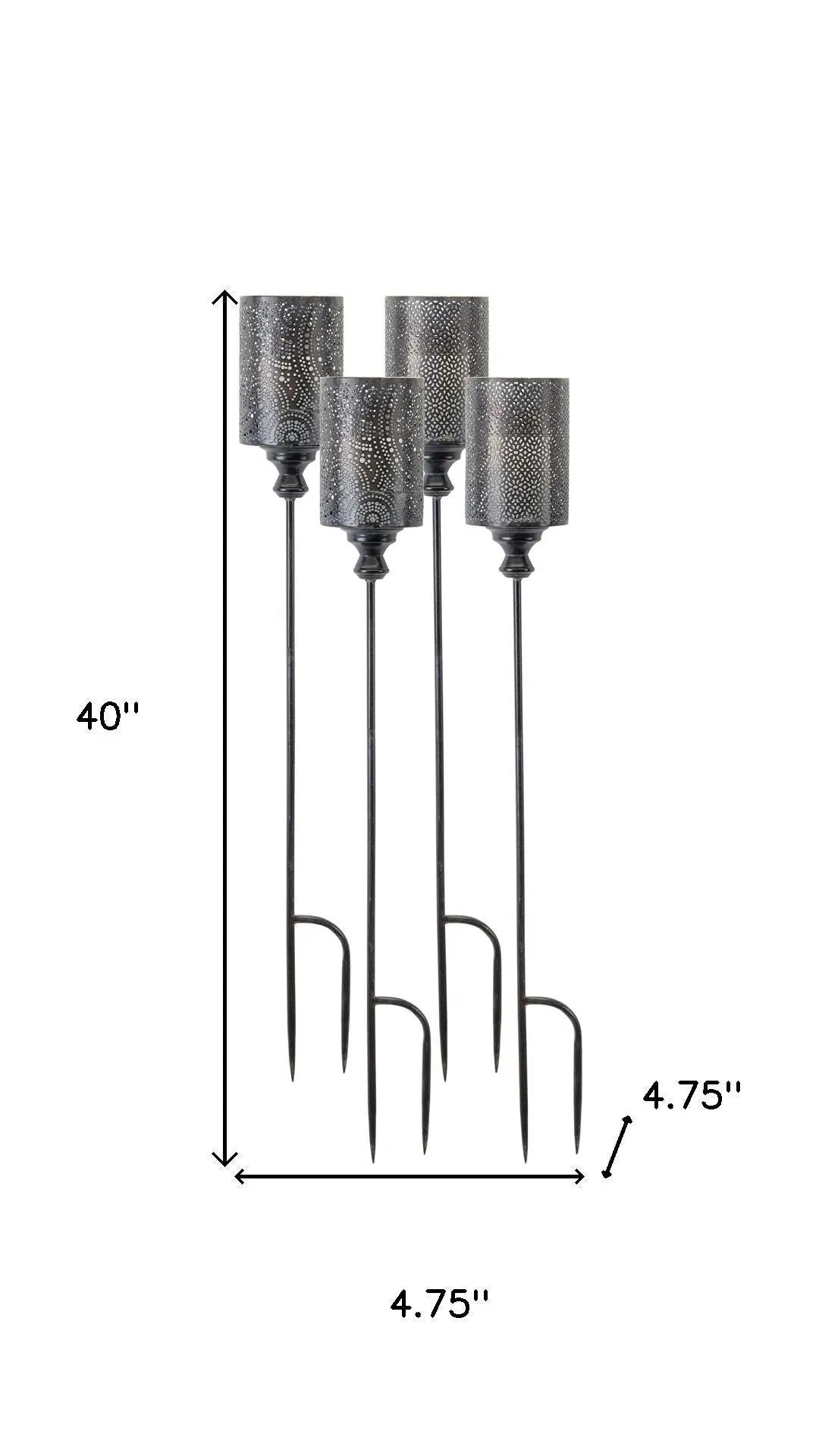 Set of Four Black Metal Garden Stake Homeroots Outdoor