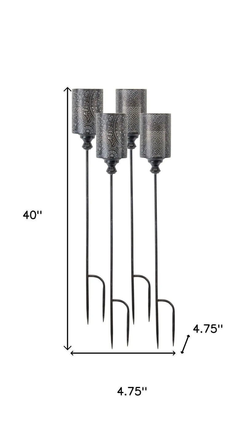Set of Four Black Metal Garden Stake Homeroots Outdoor