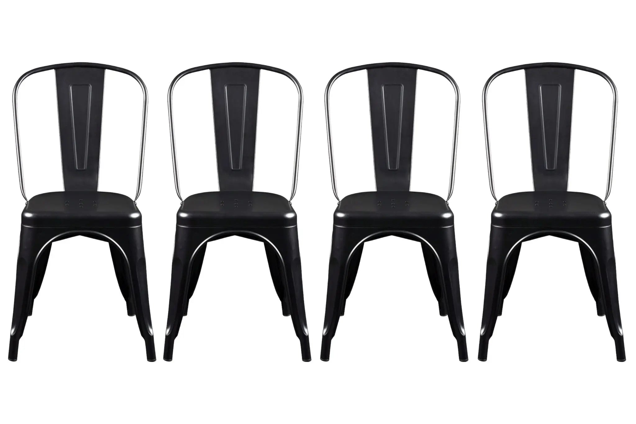 Set of Four Black Steel Dining Side Chairs Homeroots Kitchen & Dining