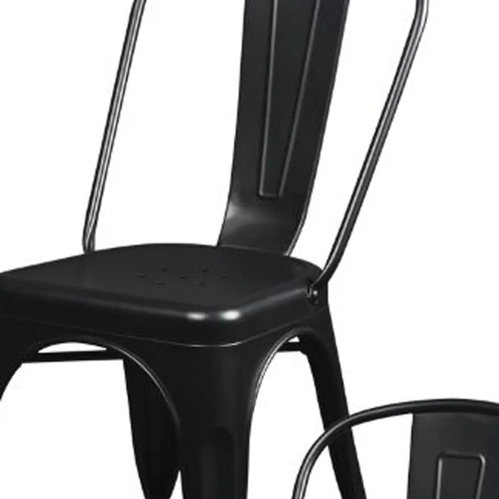 Set of Four Black Steel Dining Side Chairs Homeroots Kitchen & Dining