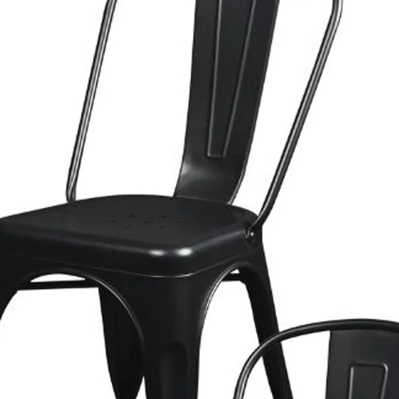 Set of Four Black Steel Dining Side Chairs Homeroots Kitchen & Dining