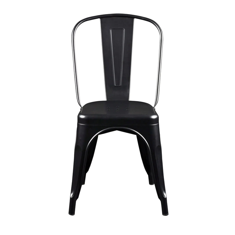 Set of Four Black Steel Dining Side Chairs Homeroots Kitchen & Dining