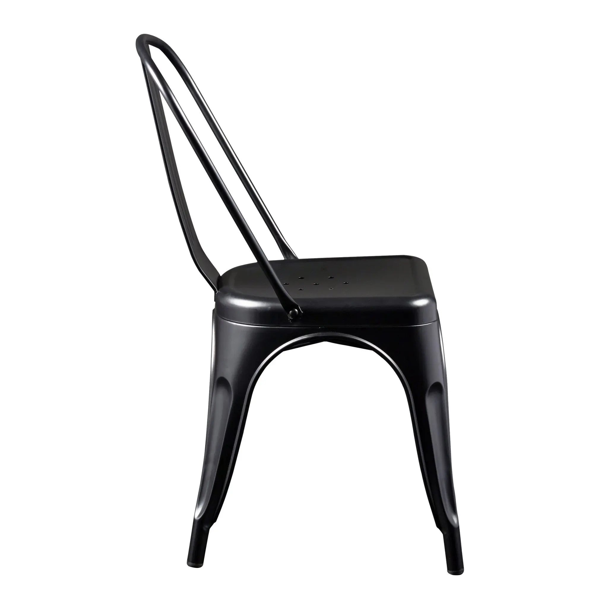 Set of Four Black Steel Dining Side Chairs Homeroots Kitchen & Dining