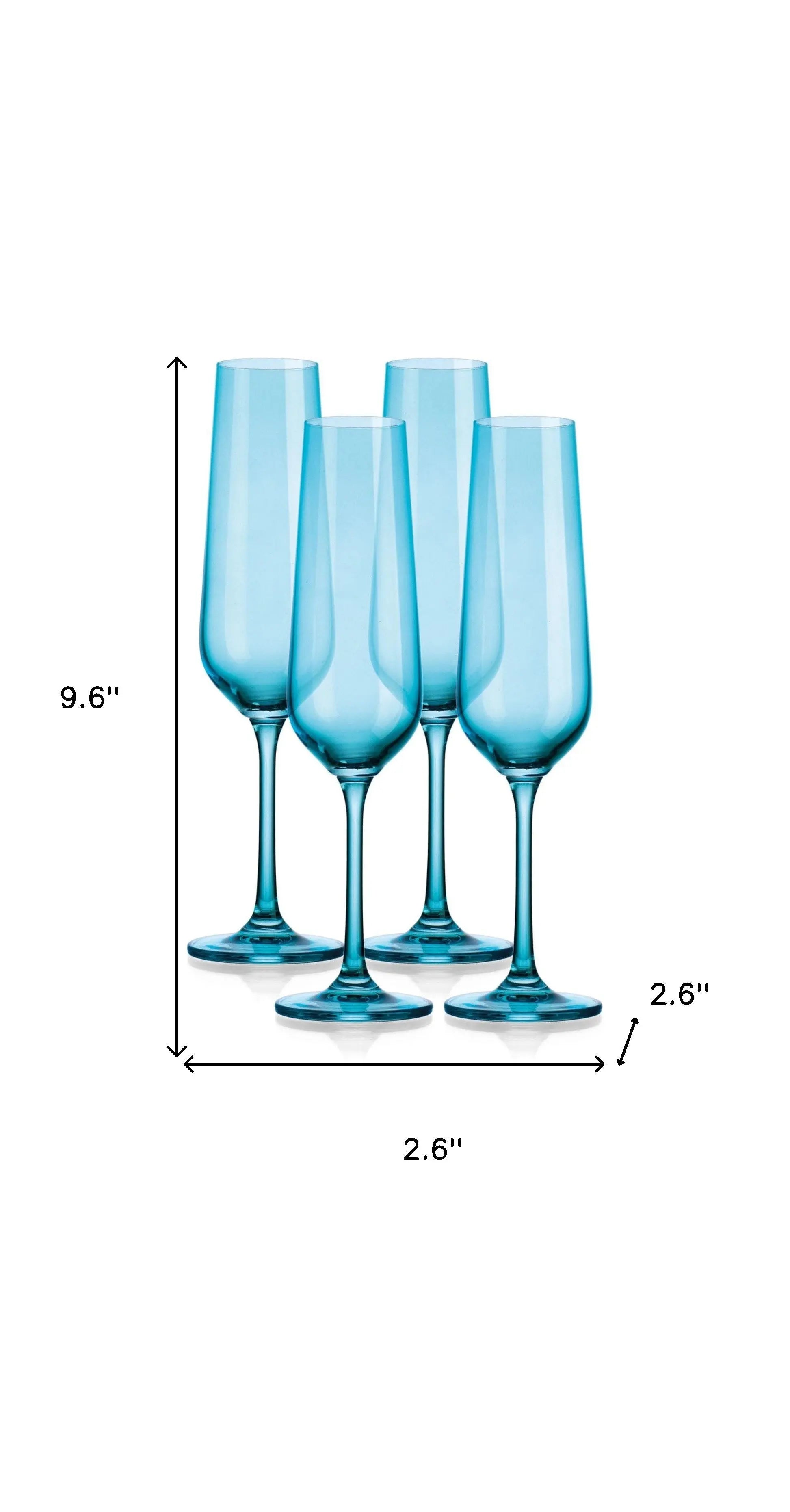 Set of Four Blue Lead Free Crystal Stemmed Flute Homeroots Kitchen & Dining
