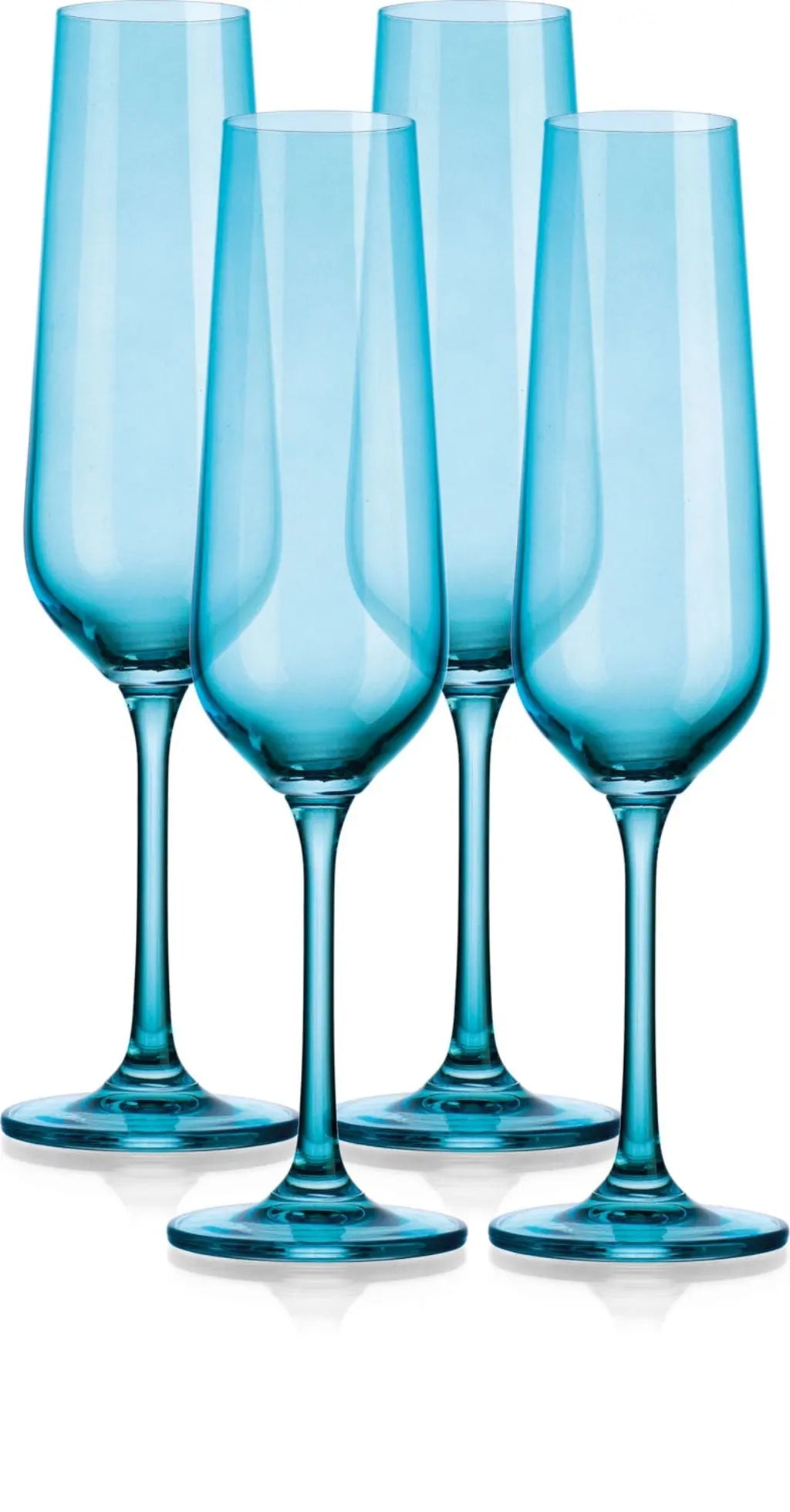 Set of Four Blue Lead Free Crystal Stemmed Flute Homeroots Kitchen & Dining
