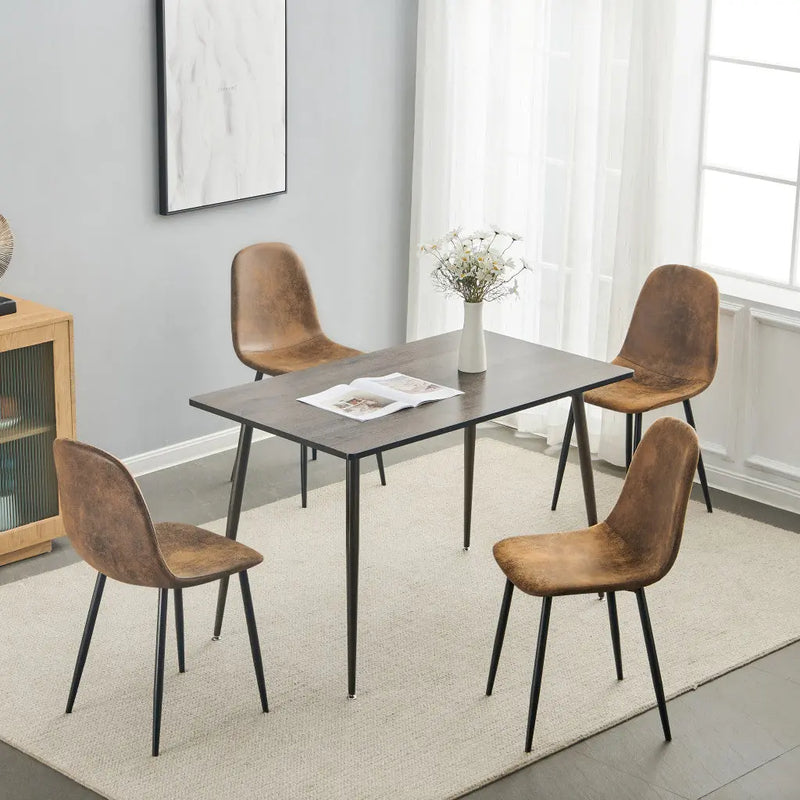 Set of Four Brown and Black Suede and Metal Dining Side Chairs Homeroots Kitchen & Dining