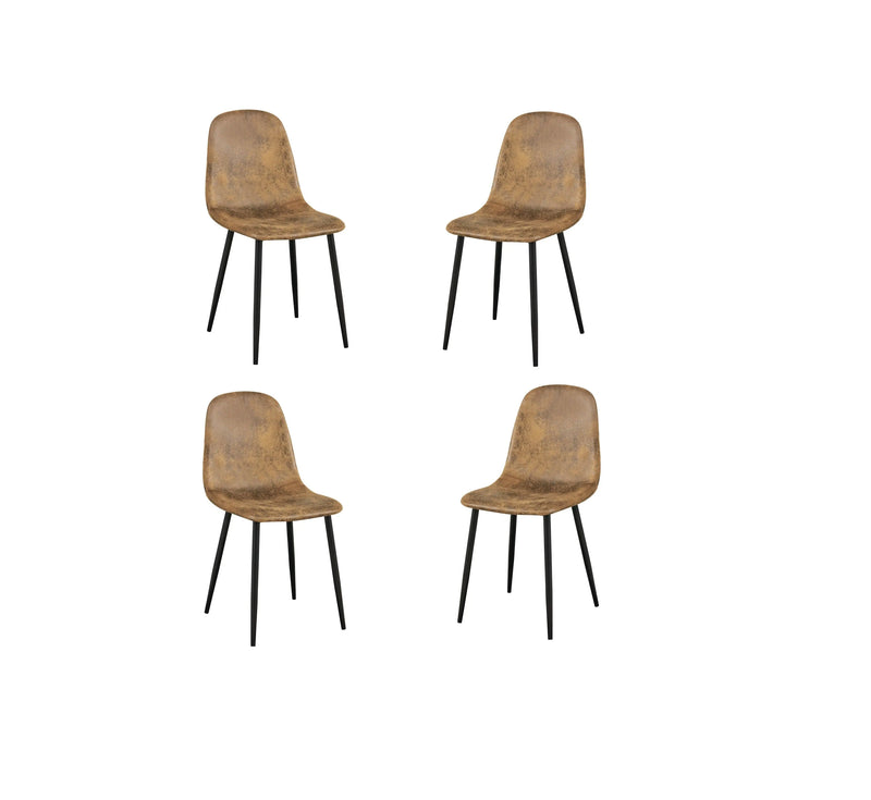 Set of Four Brown and Black Suede and Metal Dining Side Chairs Homeroots Kitchen & Dining