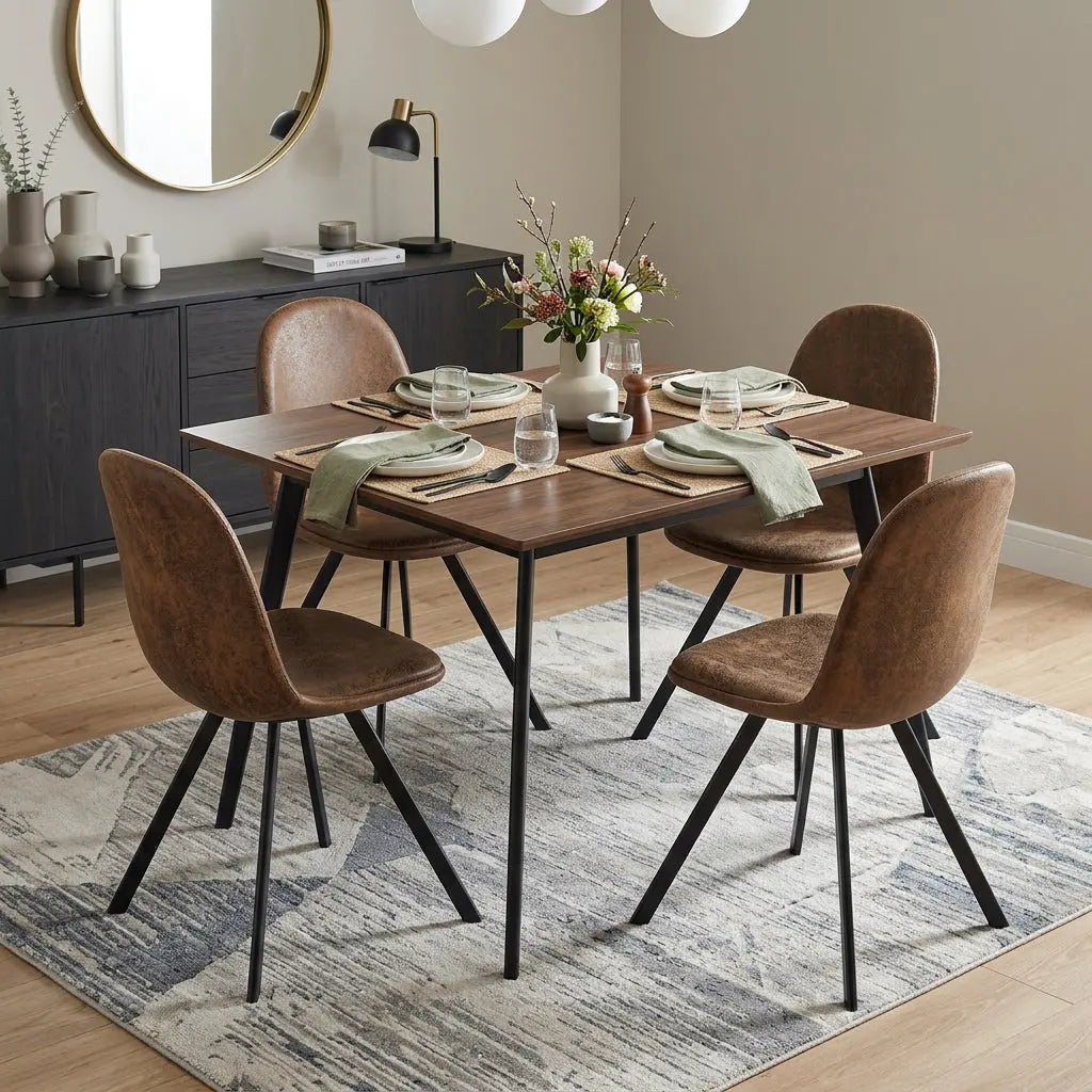 Set of Four Brown and Black Upholstered Suede Dining Side Chairs Homeroots Kitchen & Dining