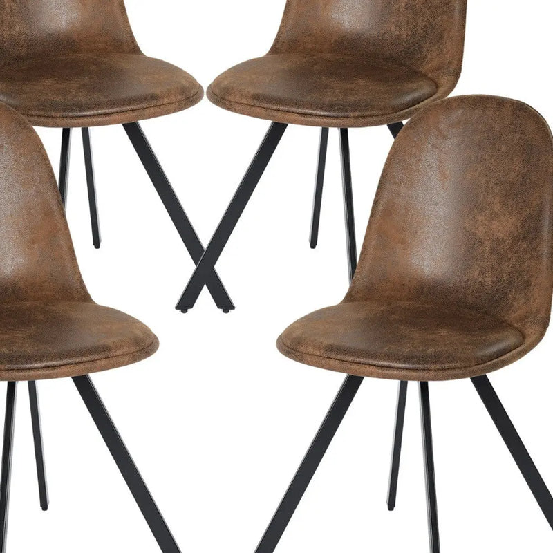 Set of Four Brown and Black Upholstered Suede Dining Side Chairs Homeroots Kitchen & Dining