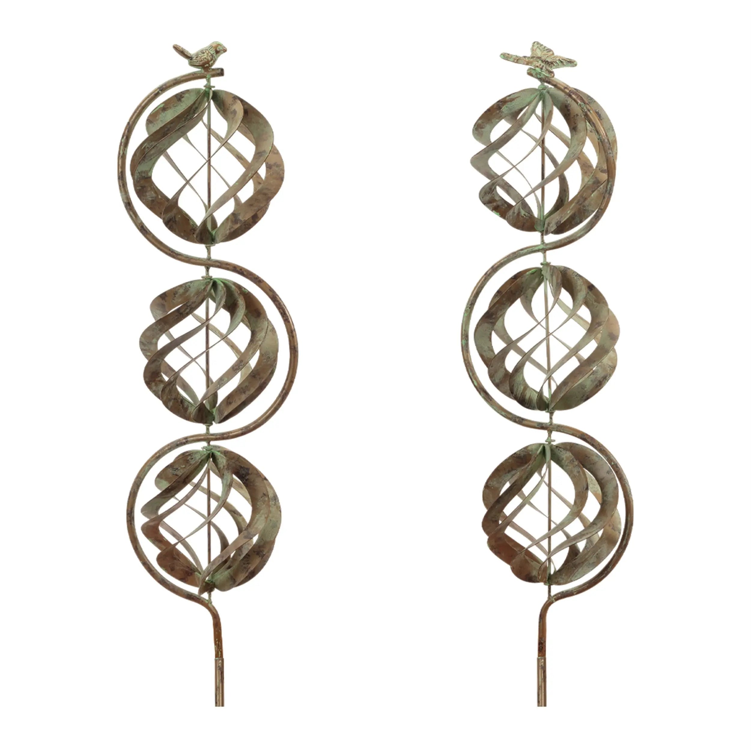 Set of Four Copper Iron Birds Garden Stake Homeroots Outdoor
