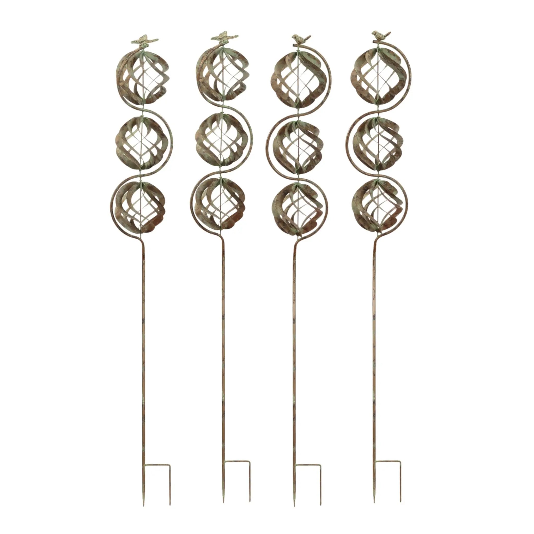 Set of Four Copper Iron Birds Garden Stake Homeroots Outdoor