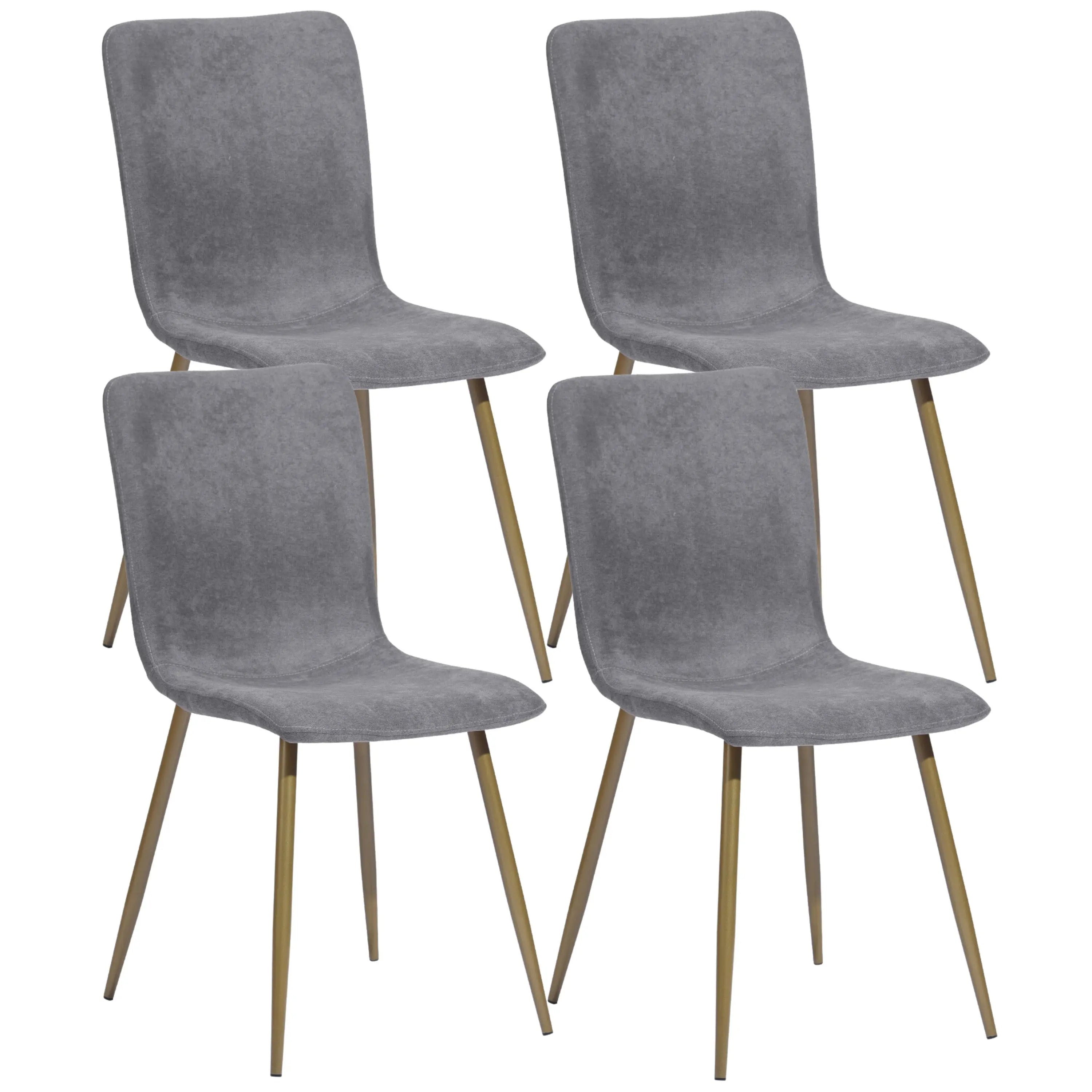 Set of Four Dark Gray and Gold Fabric Dining Side Chairs Homeroots Kitchen & Dining