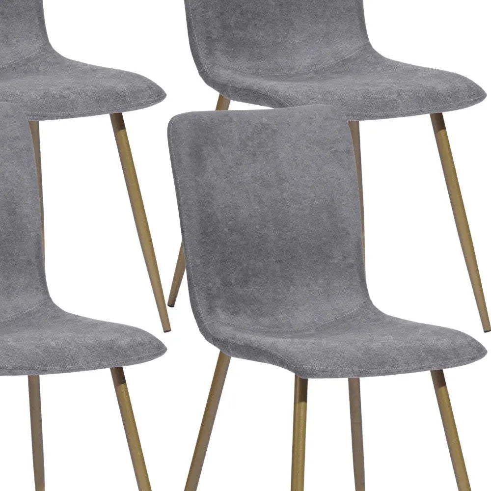 Set of Four Dark Gray and Gold Fabric Dining Side Chairs Homeroots Kitchen & Dining